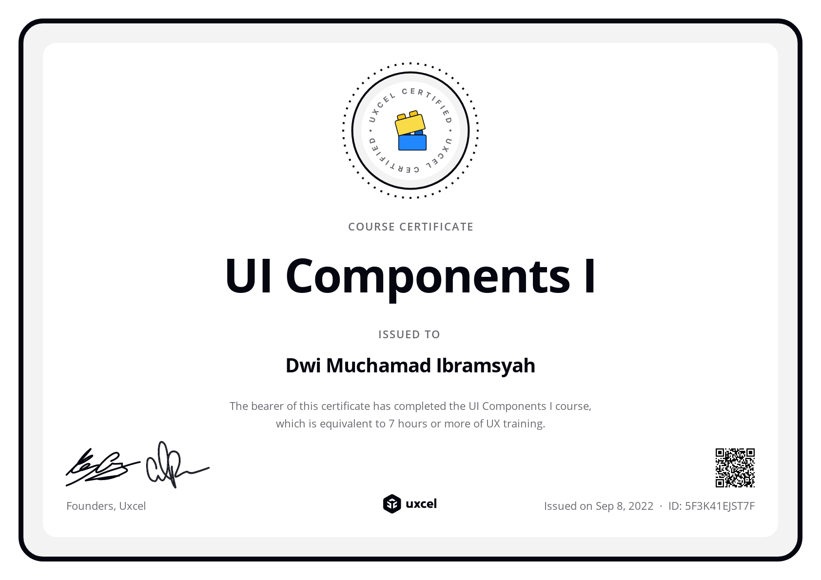 Dwi Muchamad Ibramsyah's certificate